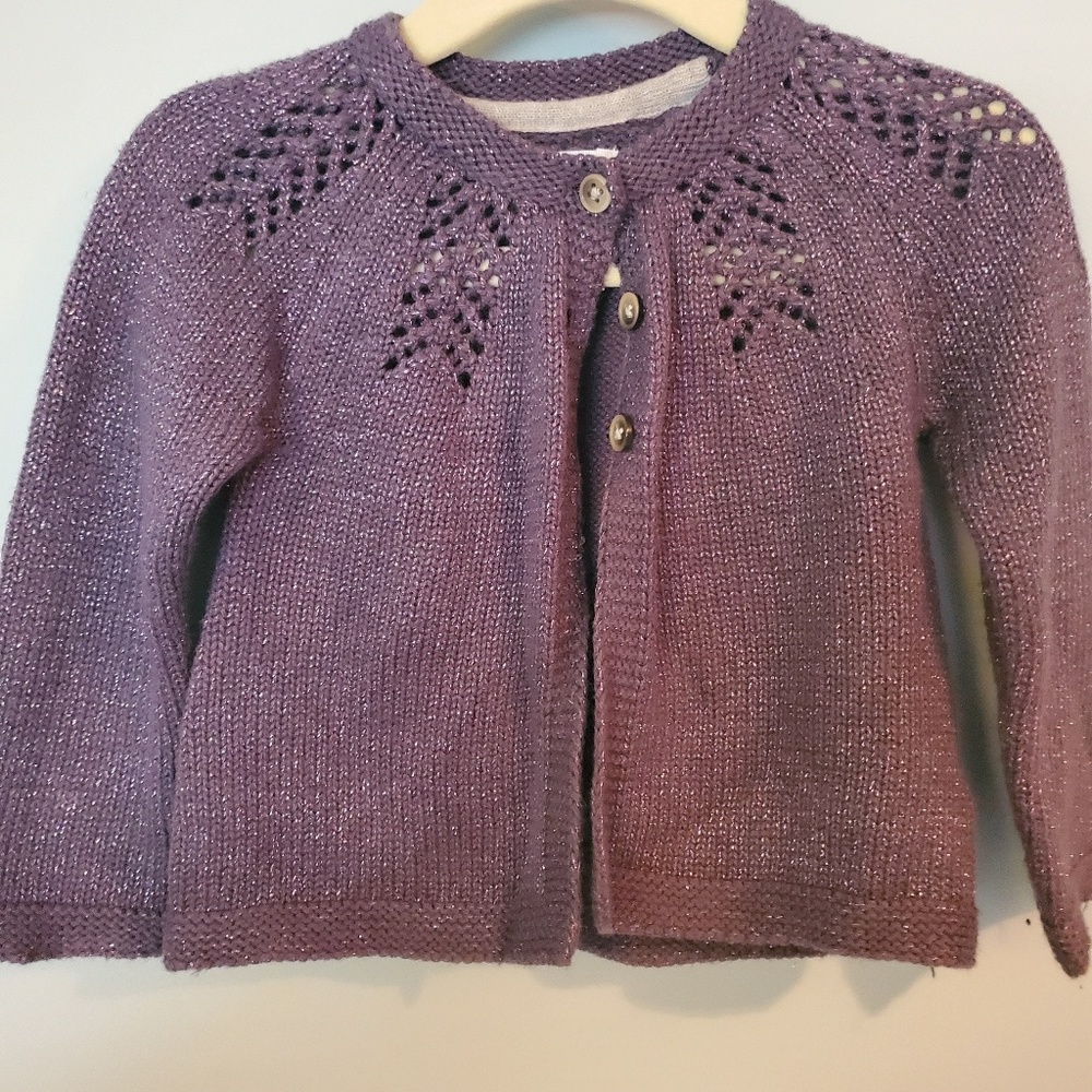 Mini Boden purple cozy cardigan 6-12 mos